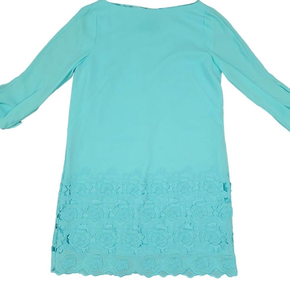 TAHARI womens dress 8 shift baby blue 3/4 sleeve lace casual coastal grandma